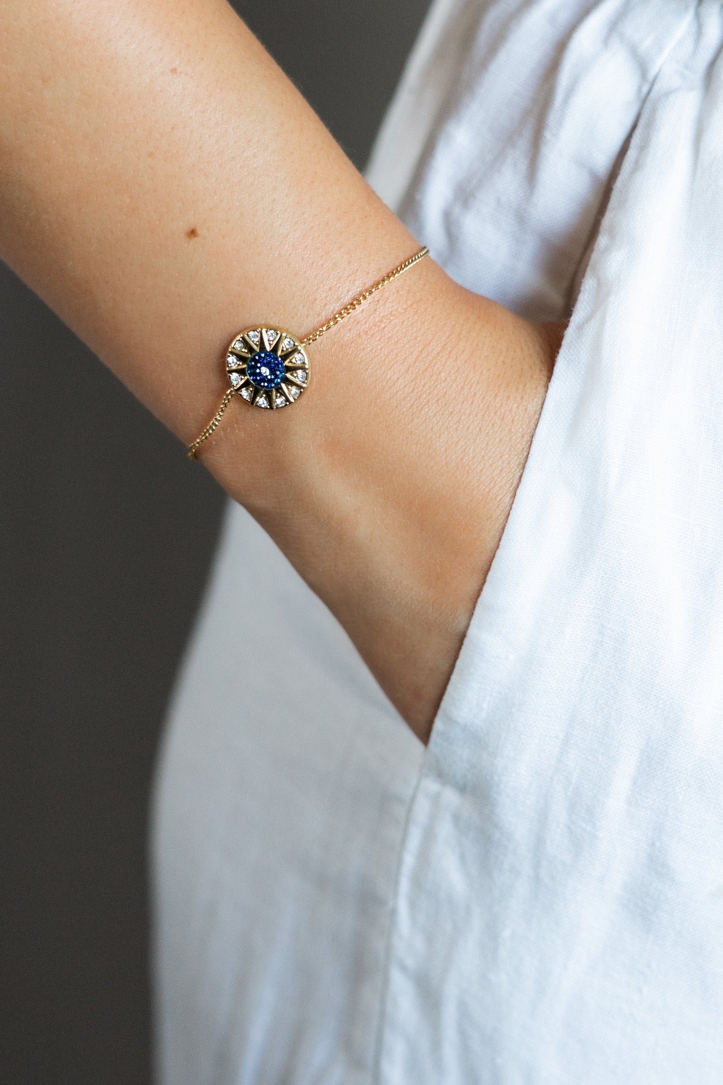 Blue Diamond Evil Eye Bracelet