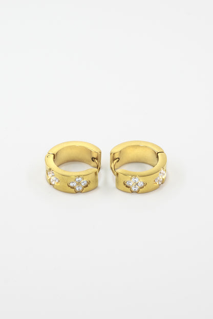 Golden Diamond Clover Hoops