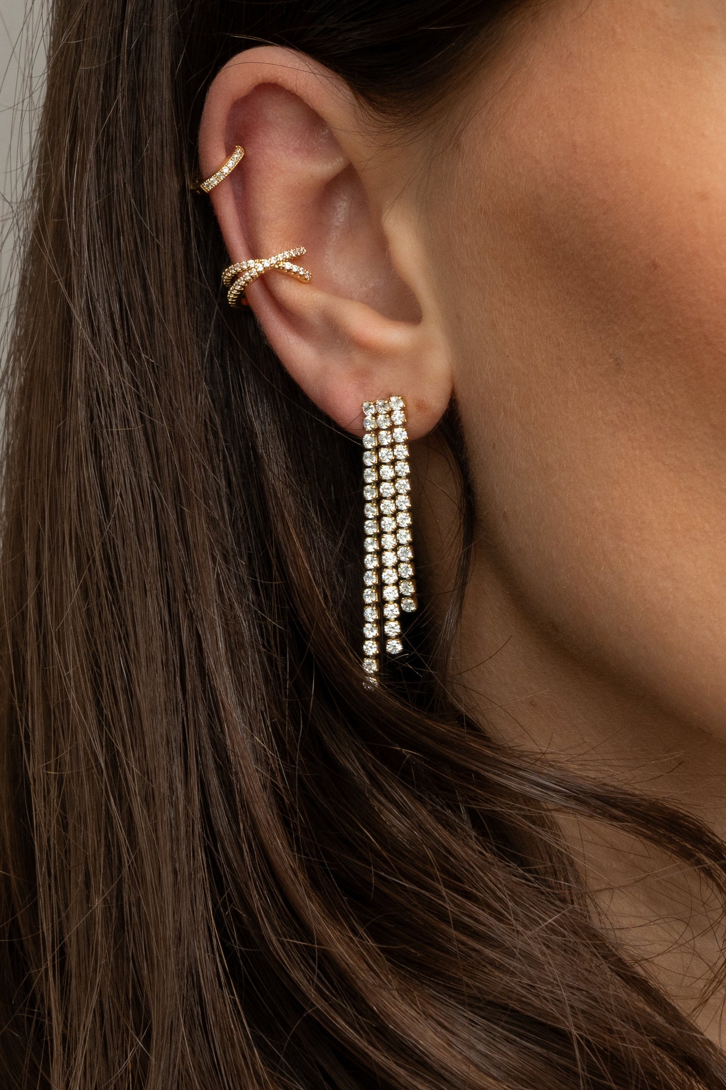 Crossed Diamond Ear cuff